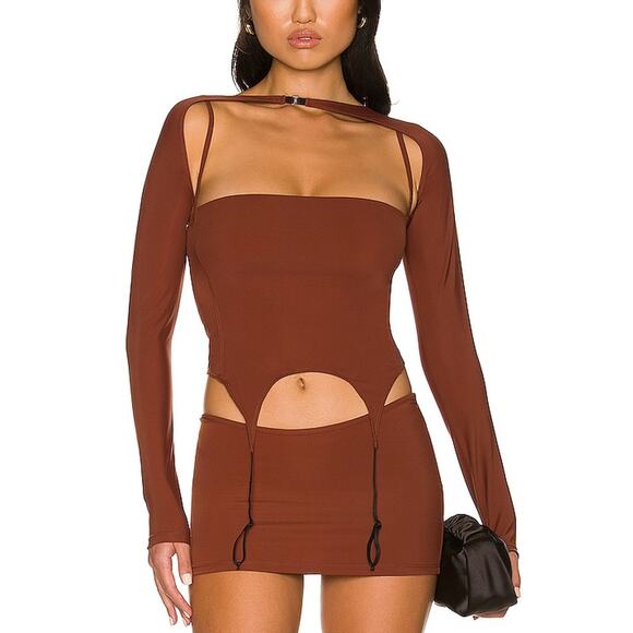 Miaou Tops - Miaou Sleek Brown Phoenix Top Size M